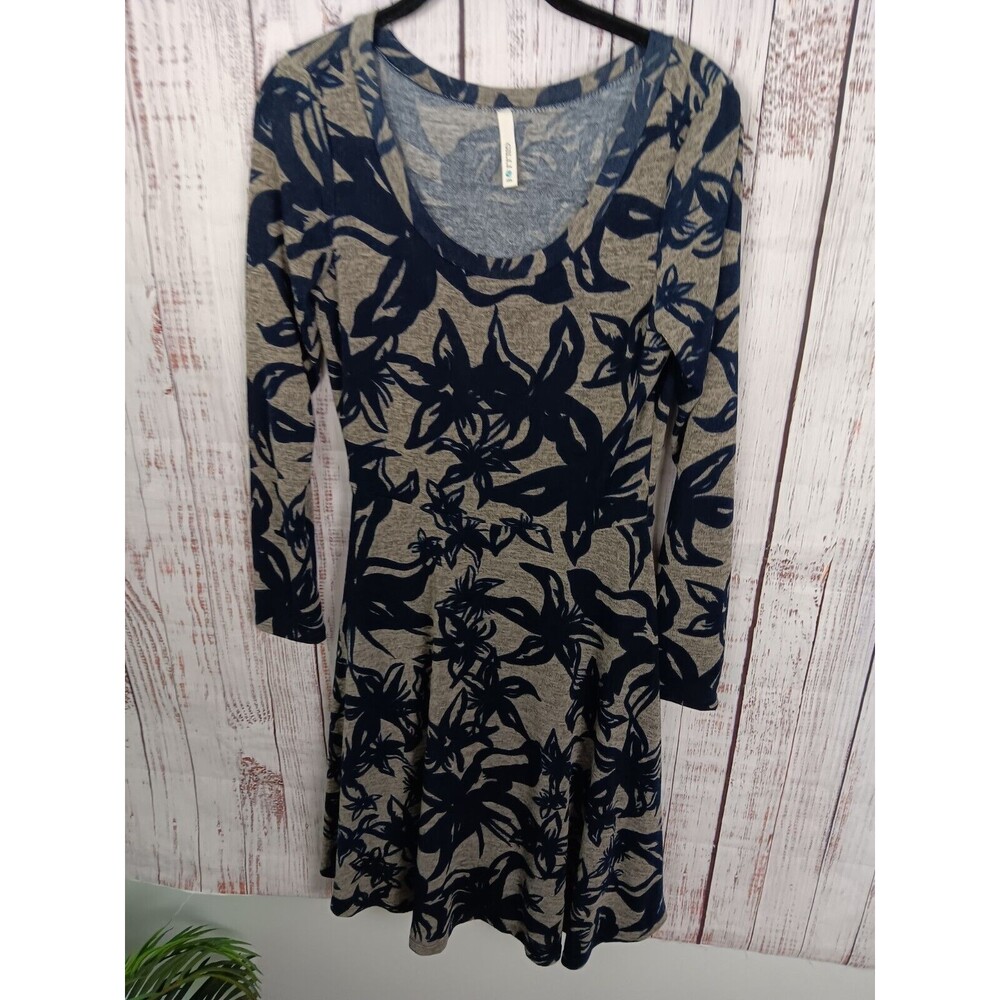 GILLI Modcloth Midi Dress Women's Small   Black/gray Floral Long Sleeve